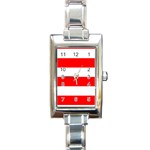 Horizontal Stripes - White and Red Rectangle Italian Charm Watch