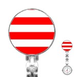 Horizontal Stripes - White and Red Stainless Steel Nurses Watch