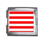 Horizontal Stripes - White and Red Mega Link Italian Charm (18mm)