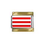 Horizontal Stripes - White and Red Gold Trim Italian Charm (9mm)