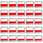 Horizontal Stripes - White and Red 9mm Italian Charm (25 pack)