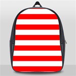 Horizontal Stripes - White and Red School Bag (Large)