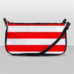 Horizontal Stripes - White and Red Shoulder Clutch Bag