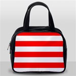 Horizontal Stripes - White and Red Classic Handbag (One Side)