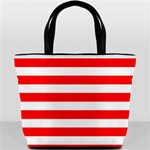 Horizontal Stripes - White and Red Bucket Bag