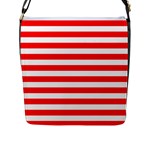 Horizontal Stripes - White and Red Flap Closure Messenger Bag (L)