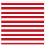 Horizontal Stripes - White and Fire Engine Red Large Satin Scarf (Square)