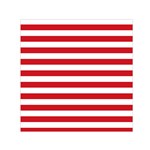 Horizontal Stripes - White and Fire Engine Red Small Satin Scarf  (Square)