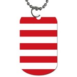 Horizontal Stripes - White and Fire Engine Red Dog Tag (One Side)