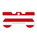 Horizontal Stripes - White and Fire Engine Red Dog Tag Bone (Two Sides)