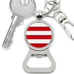 Horizontal Stripes - White and Fire Engine Red Bottle Opener Key Chain