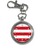 Horizontal Stripes - White and Fire Engine Red Key Chain Watch