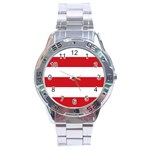 Horizontal Stripes - White and Fire Engine Red Stainless Steel Analogue Watch