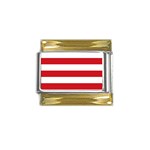 Horizontal Stripes - White and Fire Engine Red Gold Trim Italian Charm (9mm)