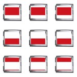 Horizontal Stripes - White and Fire Engine Red Mega Link Italian Charm (9 pack)