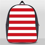 Horizontal Stripes - White and Fire Engine Red School Bag (Large)