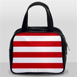 Horizontal Stripes - White and Fire Engine Red Classic Handbag (Two Sides)