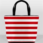 Horizontal Stripes - White and Fire Engine Red Bucket Bag