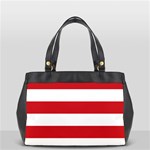 Horizontal Stripes - White and Fire Engine Red Classic Oversize Office Handbag (Two Sides)