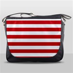 Horizontal Stripes - White and Fire Engine Red Messenger Bag