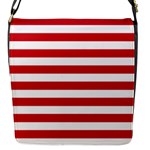 Horizontal Stripes - White and Fire Engine Red Flap Closure Messenger Bag (S)