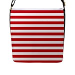 Horizontal Stripes - White and Fire Engine Red Flap Closure Messenger Bag (L)