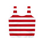 Horizontal Stripes - White and Fire Engine Red Full Print Recycle Bag (S)