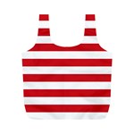 Horizontal Stripes - White and Fire Engine Red Full Print Recycle Bag (M)