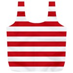 Horizontal Stripes - White and Fire Engine Red Full Print Recycle Bag (XL)