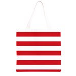 Horizontal Stripes - White and Fire Engine Red Grocery Light Tote Bag