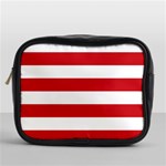 Horizontal Stripes - White and Fire Engine Red Mini Toiletries Bag (One Side)