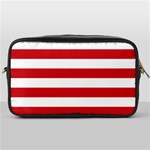 Horizontal Stripes - White and Fire Engine Red Toiletries Bag (One Side)