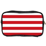 Horizontal Stripes - White and Fire Engine Red Toiletries Bag (Two Sides)