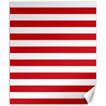 Horizontal Stripes - White and Fire Engine Red Canvas 8  x 10 