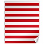 Horizontal Stripes - White and Fire Engine Red Canvas 11  x 14 