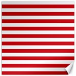 Horizontal Stripes - White and Fire Engine Red Canvas 12  x 12 