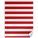 Horizontal Stripes - White and Fire Engine Red Canvas 12  x 16 