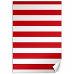 Horizontal Stripes - White and Fire Engine Red Canvas 12  x 18 