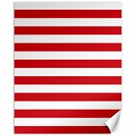 Horizontal Stripes - White and Fire Engine Red Canvas 16  x 20 