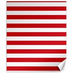 Horizontal Stripes - White and Fire Engine Red Canvas 20  x 24 