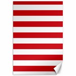 Horizontal Stripes - White and Fire Engine Red Canvas 20  x 30 