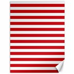 Horizontal Stripes - White and Fire Engine Red Canvas 36  x 48 