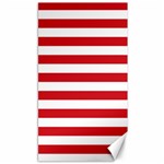 Horizontal Stripes - White and Fire Engine Red Canvas 40  x 72 