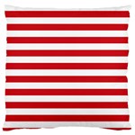 Horizontal Stripes - White and Fire Engine Red Large Flano Cushion Case (One Side)