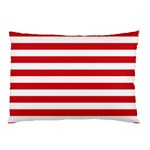 Horizontal Stripes - White and Fire Engine Red Pillow Case (One Side)