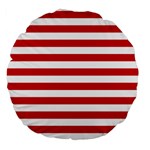 Horizontal Stripes - White and Fire Engine Red Large 18  Premium Round Cushion