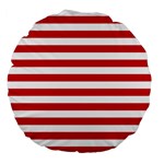 Horizontal Stripes - White and Fire Engine Red Large 18  Premium Flano Round Cushion