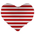 Horizontal Stripes - White and Fire Engine Red Large 19  Premium Heart Shape Cushion