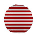 Horizontal Stripes - White and Fire Engine Red Standard 15  Premium Round Cushion