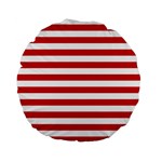 Horizontal Stripes - White and Fire Engine Red Standard 15  Premium Flano Round Cushion